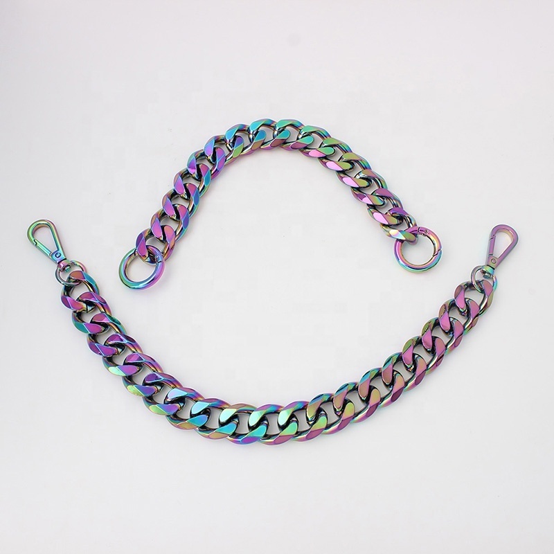 Decoration DIY Heavy Replacement Handbag Chains Rainbow Aluminum Metal Purse Chain Strap For Bag Chain