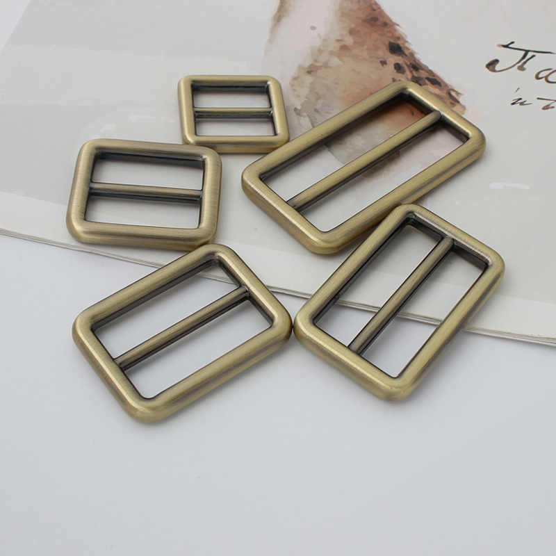 Fashion Gold Brass Metal Alloy Adjustable Tri-glide Round Ring Slide Release Sliders Belt Luggage Strap Buckle Fasteners