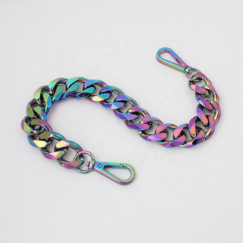 Decoration DIY Heavy Replacement Handbag Chains Rainbow Aluminum Metal Purse Chain Strap For Bag Chain