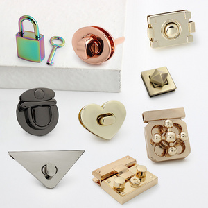 Zinc Alloy Metal Hardware Turn Press Magnetic Snap Purse Lock Buckle Key Lock Key Box Twist Lock Clasp