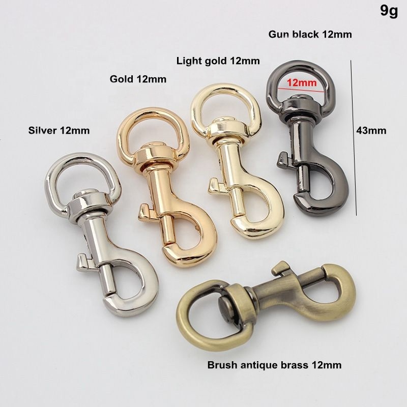 Wholesale 12mm Metal Gold Black Color Trigger Leash Claw Hook Key Lobster Clasp Swivel Snap Hooks Buckle For Purse/Handbags