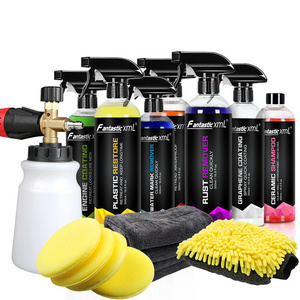 Car Shampoo Car Cleaning Kit 11 Piece Wheel Cleaner Interior Cleaner Glass Cleaner Tire Shine Spray Car Wax