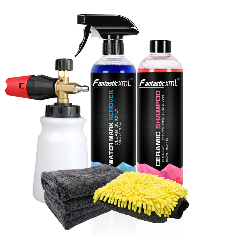 Car Cleaning Kit 8 Item Car Shampoo Wash Soap Wheel & Tire Cleaner Total Interior Cleaner Glass Cleaner Tire Shine