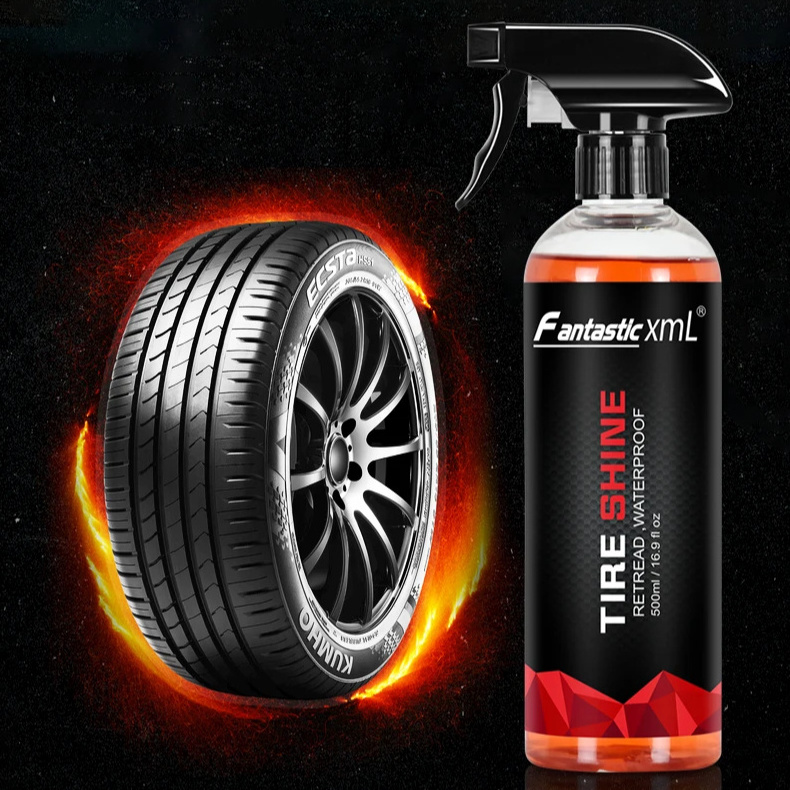 Logo Label Extra Glossy Tire Shine Coat Spray Oil-based Durable Wet Black Dressings High Quality Tire Shine Spray