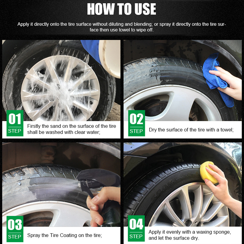 Tire Coating Spray Hydrophobic For Car Wheel Auto Care Re-black Shine Chemistry Filler Auto Car Tire Gloss Repair Spray