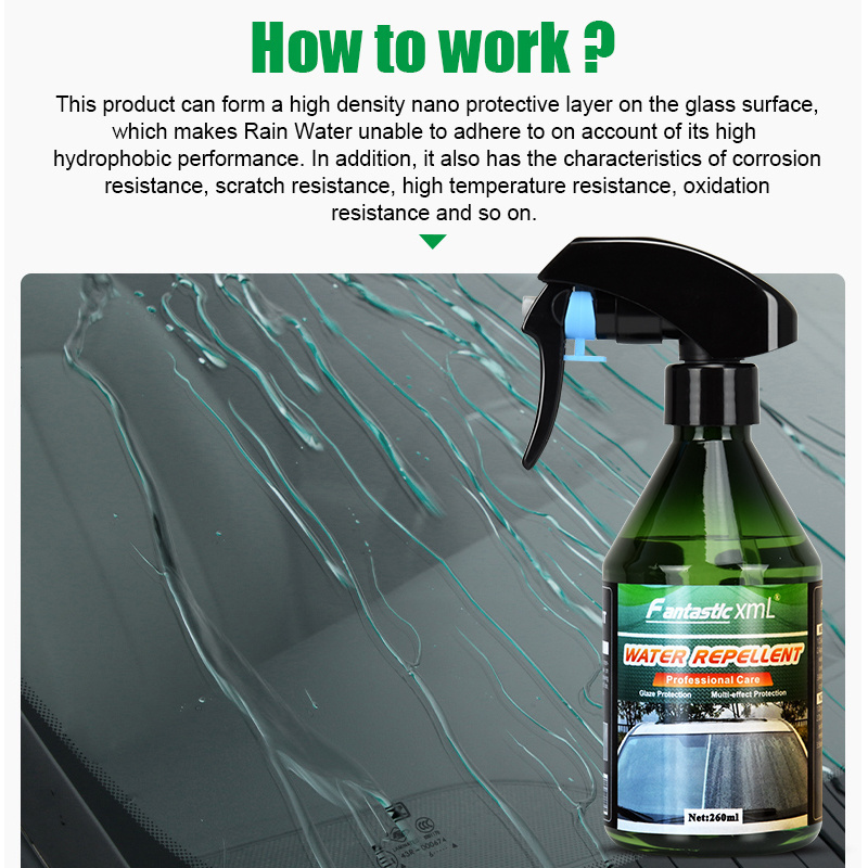 glass coating water repellent spray Rain Water Repel Spray Super Hydrophobic Windshield Glass Nano Coating 260ML