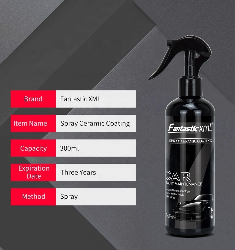 300ml Car Ceramic Coating Polishing Crystal Plating Spray Sealant Top Coat 3 Minutes Quick Coating Car Paint Waterproof Gloss