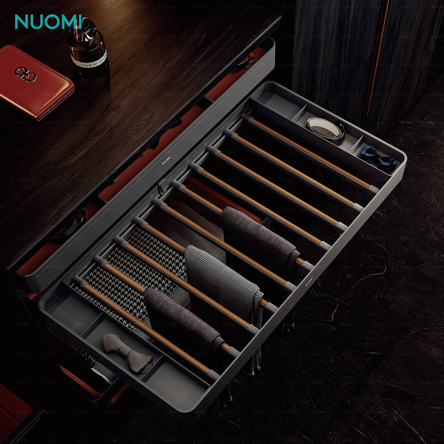 NUOMI Furniture Wardrobe Hardware Bedroom Accessories Cabinet Storage Closet Organizer Metal Hidden Pull Out Pants Trouser Rack