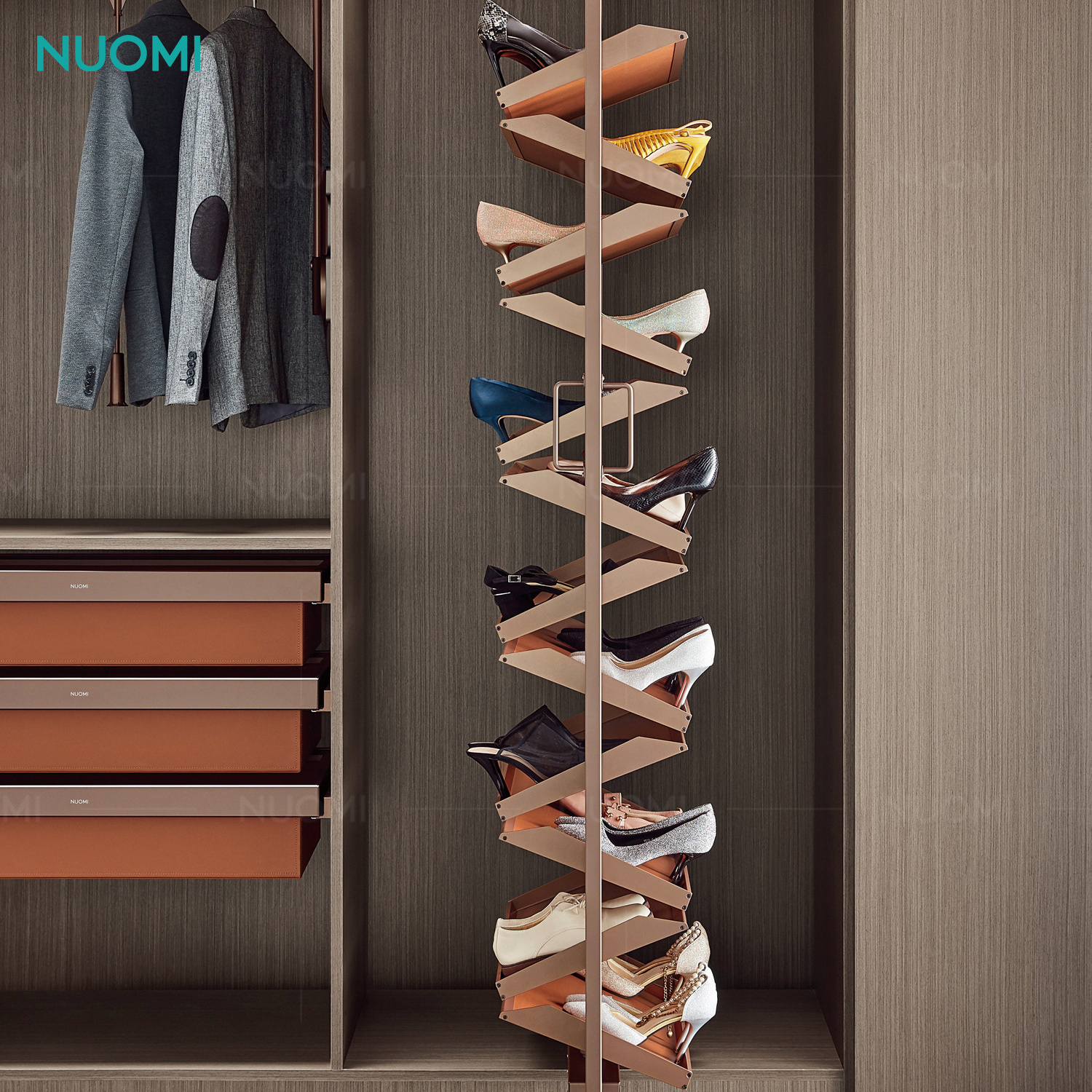 NUOMI RALPHIE Wardrobe Hardware Accessories Modern Revolving Shoe Rack Storage Organizer Cabinet Metal 360 Rotating Shoe Rack