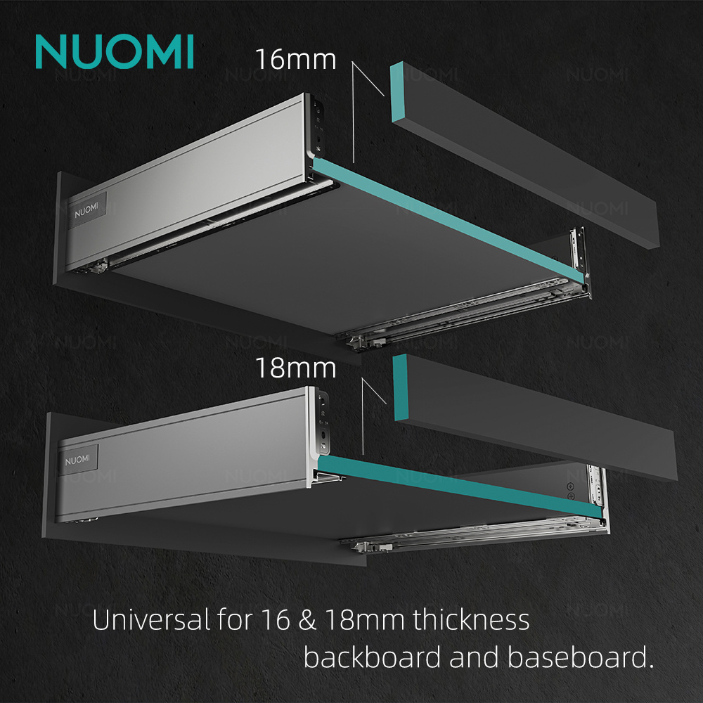 NUOMI Furniture Hardware Cabinet Drawer Slide Soft Close Runner Rail Slim Tandem Metal Drawer Box Undermount Drawer Slide