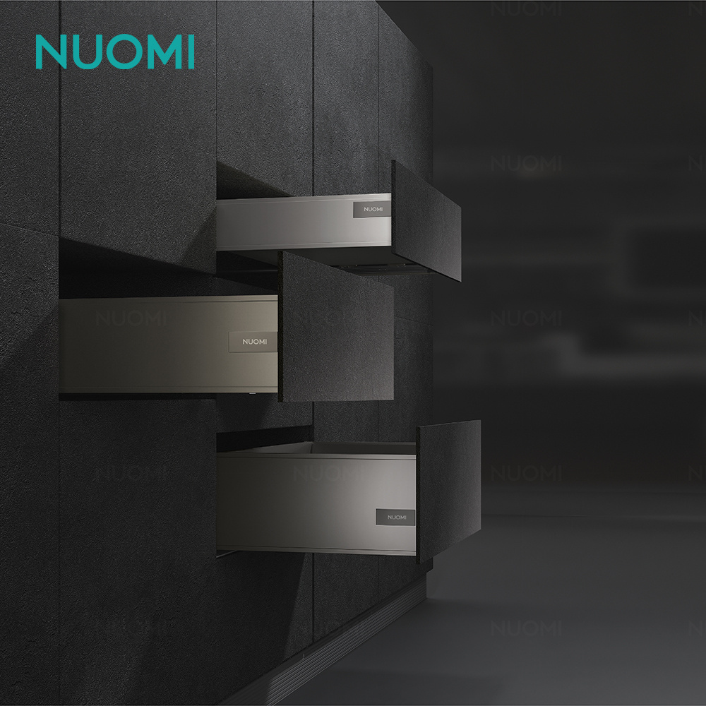 NUOMI Furniture Hardware Cabinet Drawer Slide Soft Close Runner Rail Slim Tandem Metal Drawer Box Undermount Drawer Slide