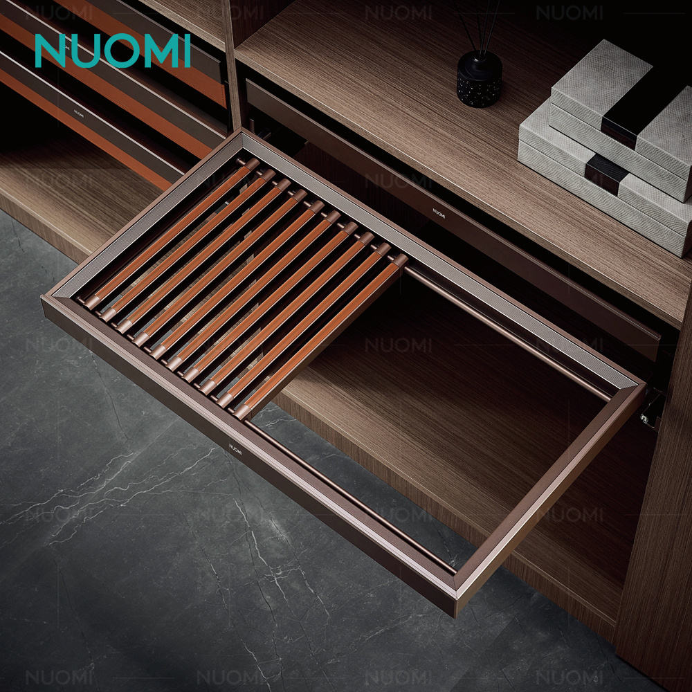 NUOMI Ralphie series Closet Accessories Sliding Hanger Rack Soft-close Adjustable Pull Out Trousers Rack for Wardrobe Storage