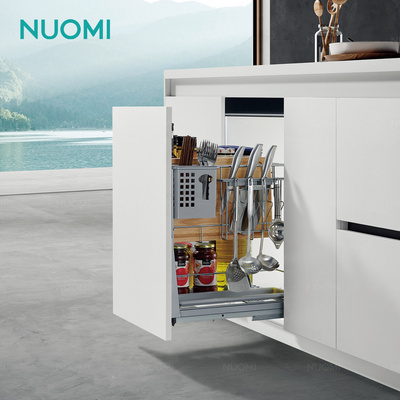 NUOMI Geek Series 400 450mm Kitchen Drawer Sliding Basket Cabinet Organizers Pull Out Pantry Unit Wire Seasoning Basket Drawers