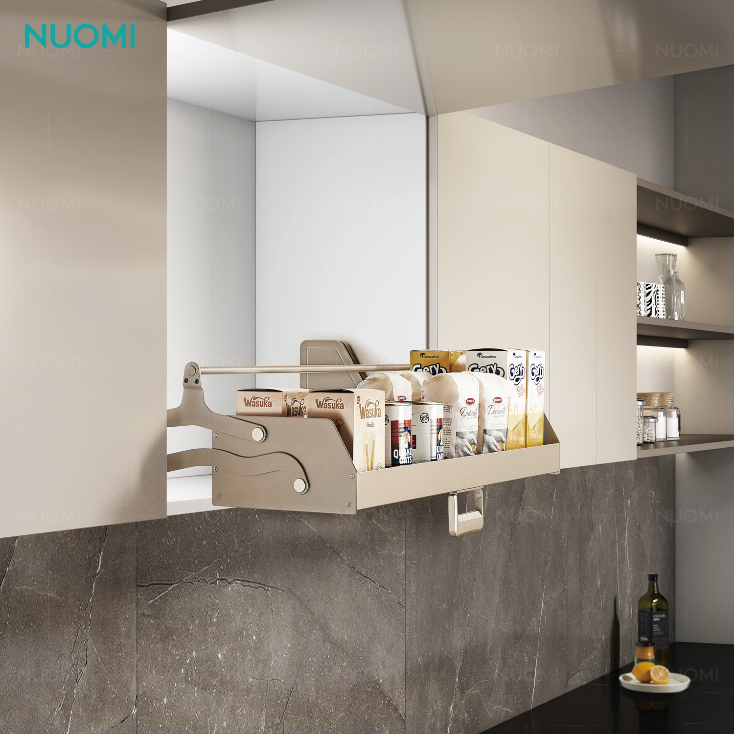 NUOMI ENCANTO Single-Layer Kitchen Accessories Adjustable Kitchen Cabinet Lift Elevator Pull Down Basket