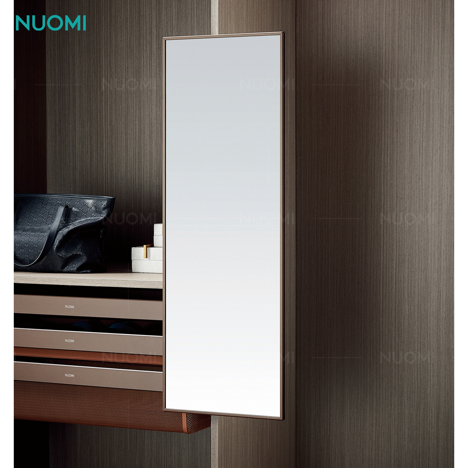 NUOMI Bedroom Closet Accessories Full Body Mirror Push-Pull Rotating Dressing Folding Wardrobe Mirror