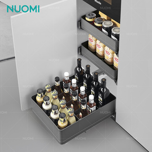 NUOMI Modern Kitchen Storage Basket Pull Out Pantry Unit Soft Close Cabinet Organizer Four Sides Inner Metal Drawer Basket