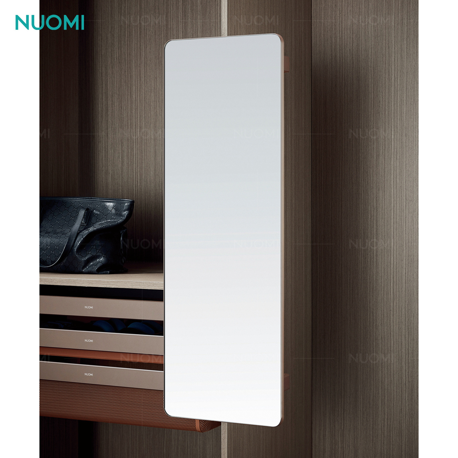 NUOMI Bedroom Closet Accessories Full Body Mirror Push-Pull Rotating Dressing Folding Wardrobe Mirror