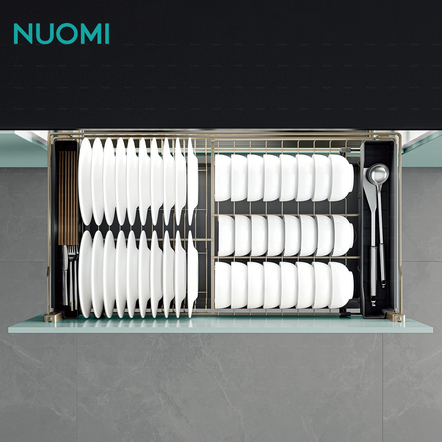 NUOMI Modern Kitchen Drawer Sliding Basket Cabinet Organizer Storage Metal Multifunctional Kitchen Pull Out Basket Drawer