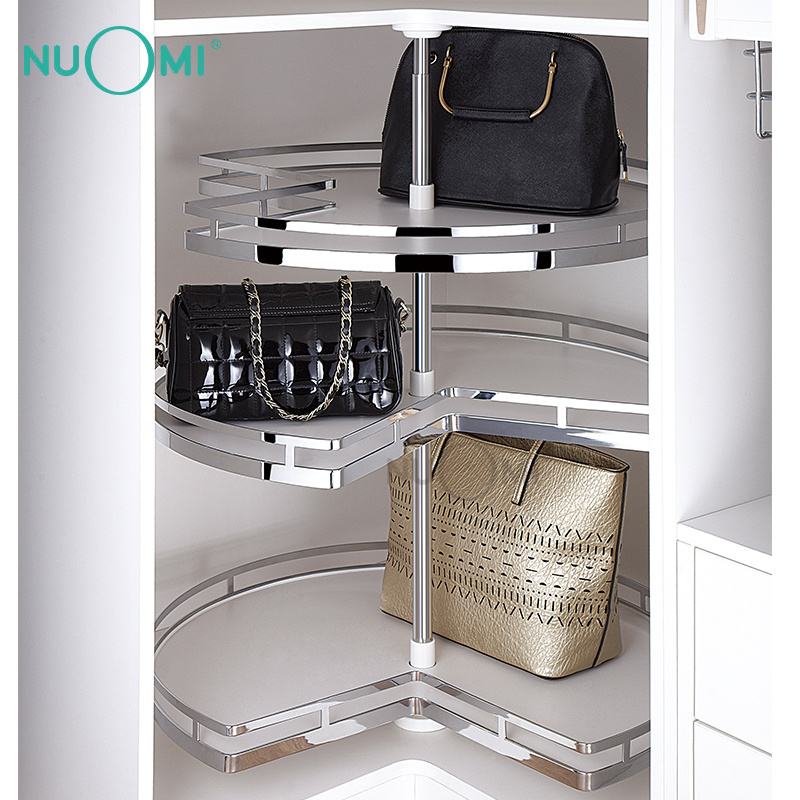 Nuomi Martha Series Closet Organizer Three-Layer Of Rotating Clothes Storage Basket For Corner Wardrobe Cabinet