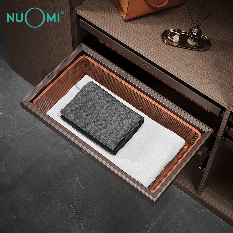 Nuomi Wardrobe Accessories Pull Out Rattan Wicker Basket Storage Drawers Soft Closing System