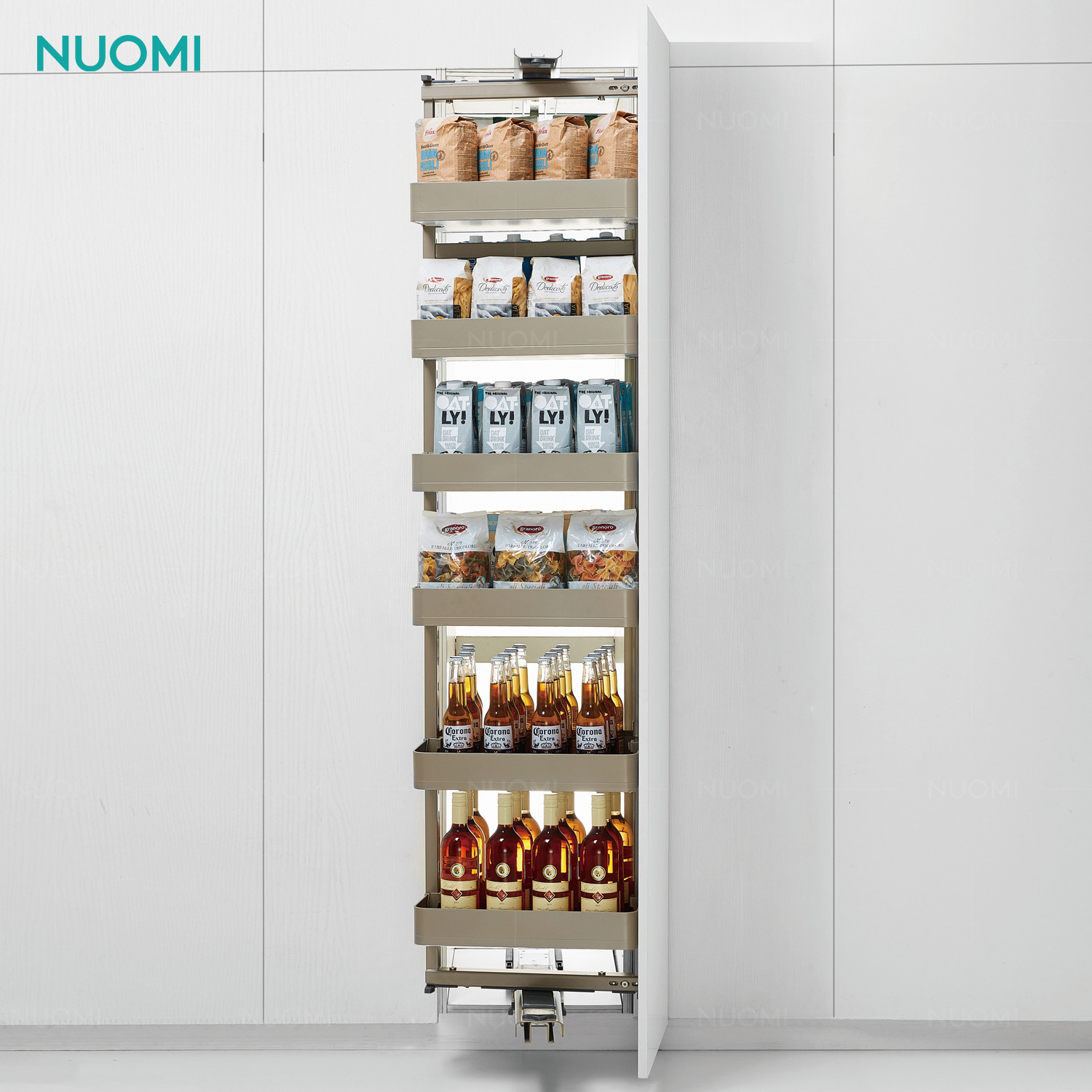 NUOMI Kitchen Pull Out Pantry Unit Basket Revolving Kitchen Cabinet Storage Organizer Larder Pull Out Tall Unit Pantry Organizer