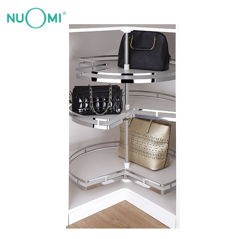 Nuomi Martha Series Closet Organizer Three-Layer Of Rotating Clothes Storage Basket For Corner Wardrobe Cabinet