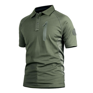 Men's outdoor tactical camouflage short-sleeved summer breathable lapel T-shirt Polyester quick-drying slim-fit POLO shirt