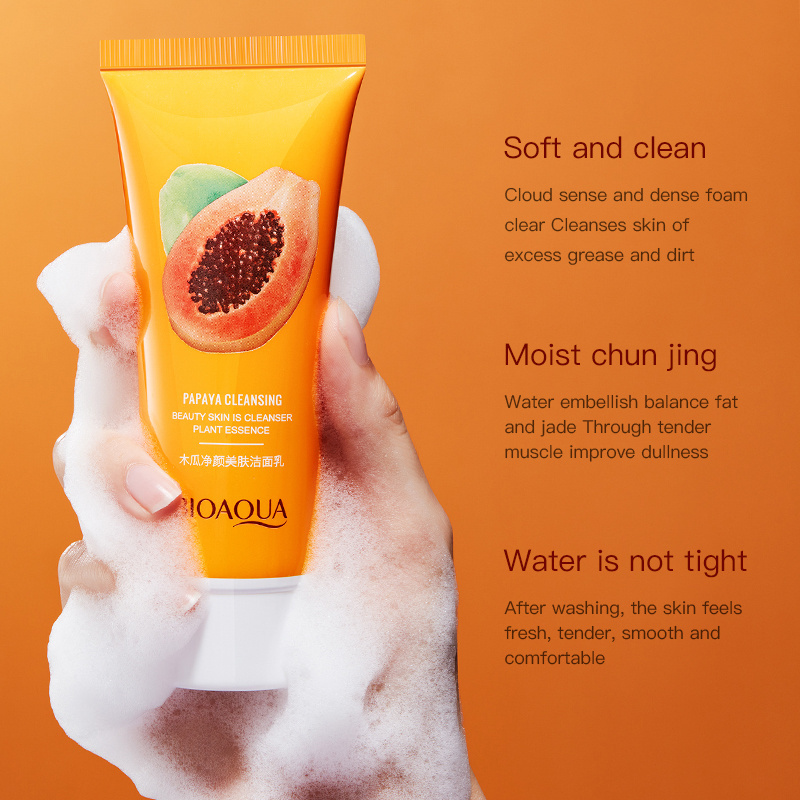 BIOAQUA papaya moisturizing gentle deep cleaning pores beauty facial cleanser