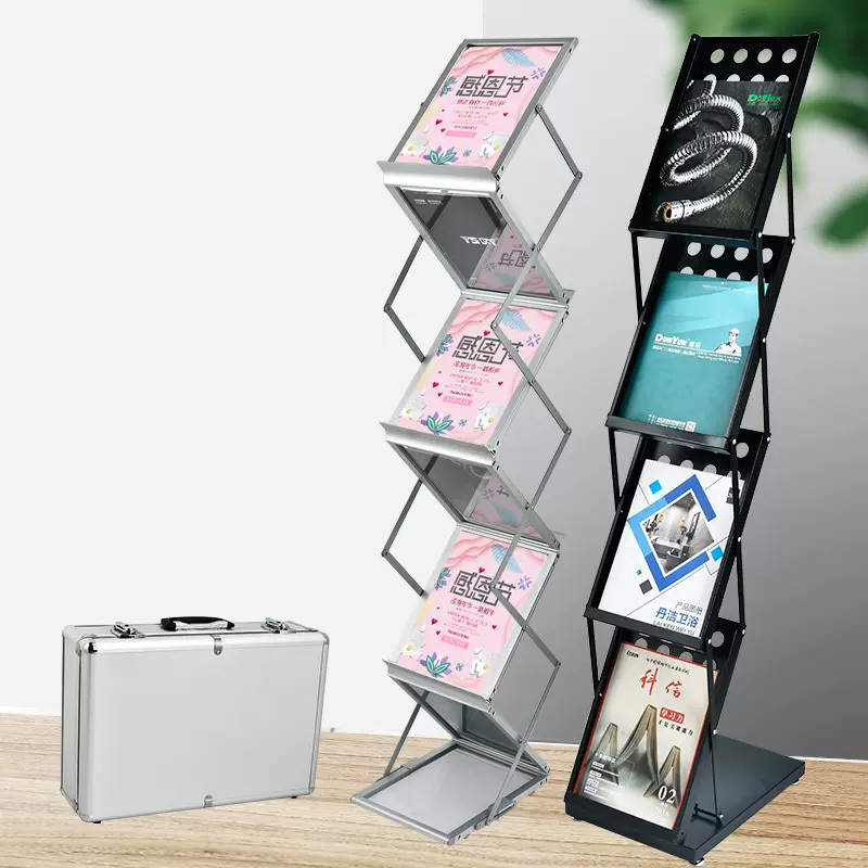 6 Layer A4 Portable brochure holder fold-up magazine rack display stand Brochure Display Holder