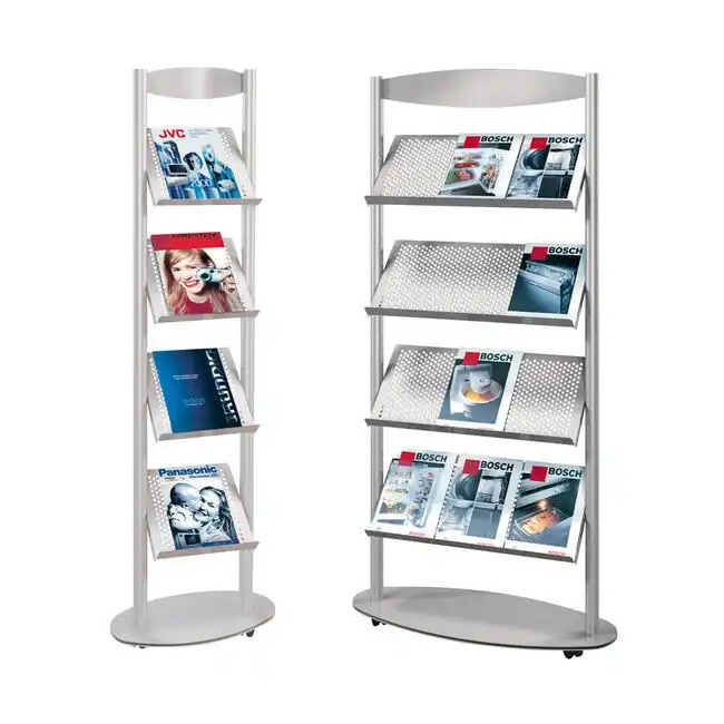 Magazines Outdoor Display Rack / Metal wire Catalog Shelf / Hotel Lobby Free Standing Newspaper Stands