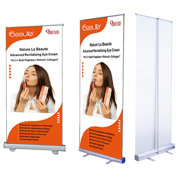 Narrow base  pull up banner stand floor standing lightweight aluminum portable roll up stand for indoor  activities promotion