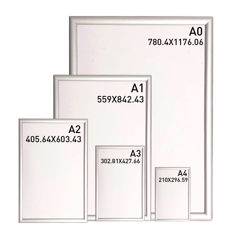 Aluminum Poster Frame A0 A1 A2 A3 A4 Snap Frame sign display Aluminum Extrusion Snap Frame