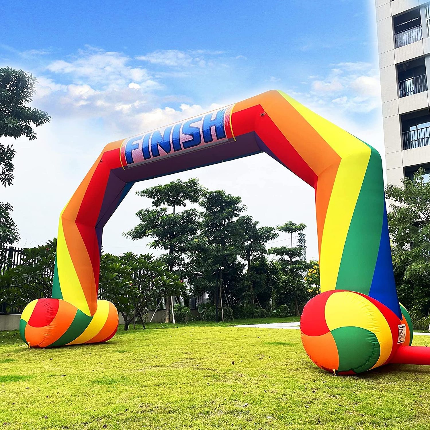 Outdoor Event inflatable air tight rainbow wedding star and finish entrance giant advertising inflatable arch price