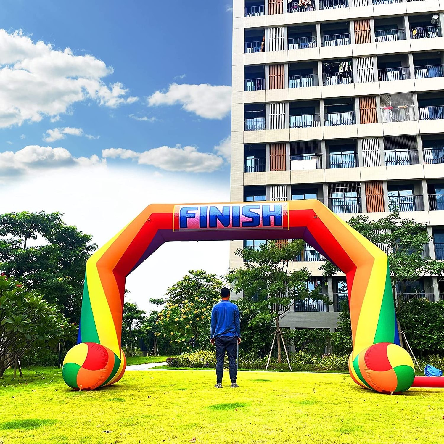 Outdoor Event inflatable air tight rainbow wedding star and finish entrance giant advertising inflatable arch price