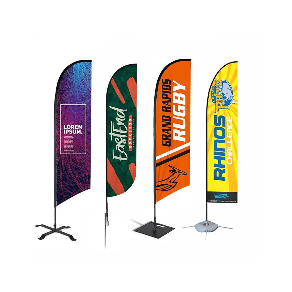 7ft High Aluminum Flagpole Outdoor Teardrop Beach Flag Banner Stand with Stake for Promotional Use