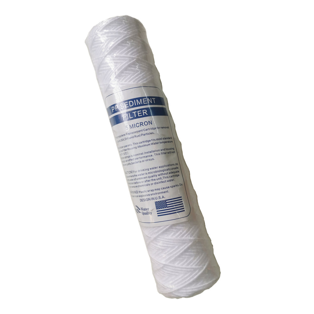 10 inch high quality 5 micron pp yarn string wound element nsf water filter cartridge for drinking