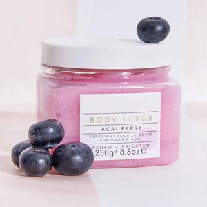 Organic Acai Berry Fruit Extract Gommage Exfoliant Corporel Naturel En Gros Private Label Customized Sugar Body Acai Scrub