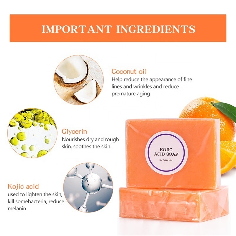 Face Body Skin Brightening Lightening Cleansing Whitening Lemon Tumeric Dark Spot Remover Original Kojic Acid Soap With Vitami