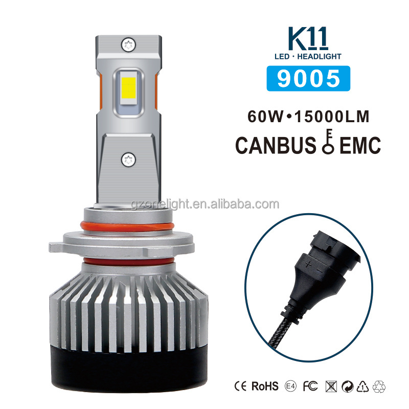 K11 15000 Lumen 60W h3 9007 H13 Auto Lighting System Car Headlamp Auto Head Light 9005 9006 H11 H7 H4 Car Led Headlights Bulb