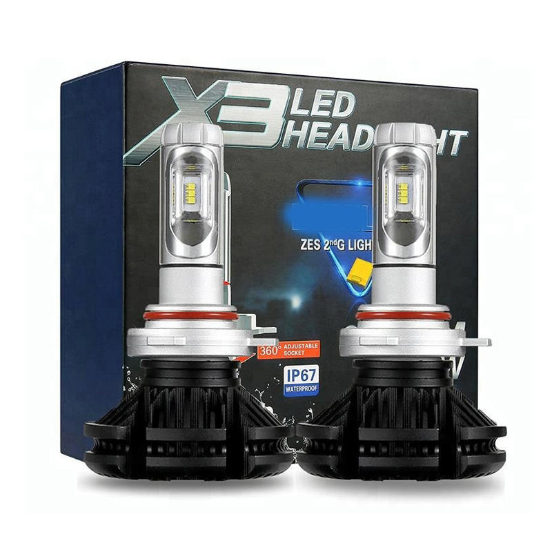 Auto Lighting System 50W 12000lm 3000K 6500K 8000K Fanless Canbus Headlamp Bulbs Led X3 H11 Auto H4 Car LED Headlight H7