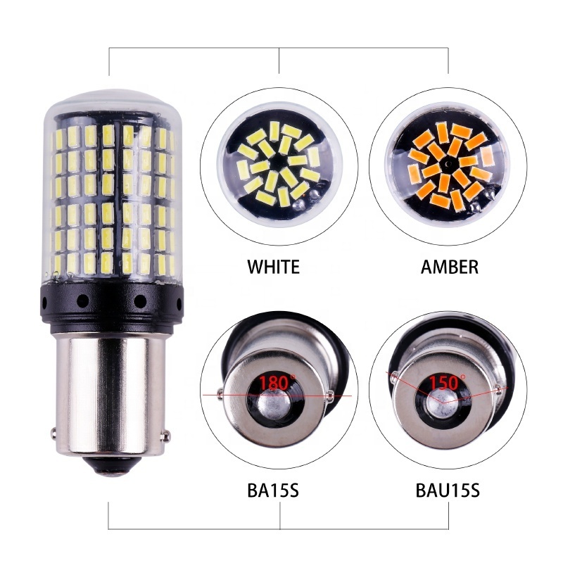 CAR LED T20 7440 BA15S Canbus No Error Super Bright 144 LED Auto Brake Lights Car Backup Reverse Lamps Turn Signals Bulb