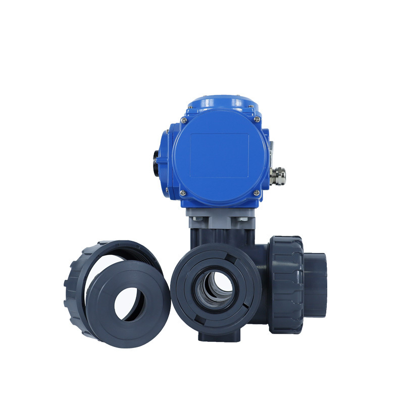 Water Plastic True PVC UPVC CPVC PPH Ball valve 2 way 3 way T Port and L port with ON OFF and regulation type Electric Actuator