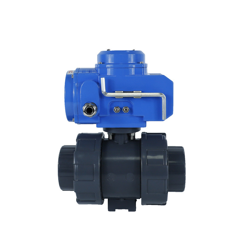 2 way 3way 50mm electric motorized actuators electric Double union UPVC solvent socket valve 220v water flow control ball valve