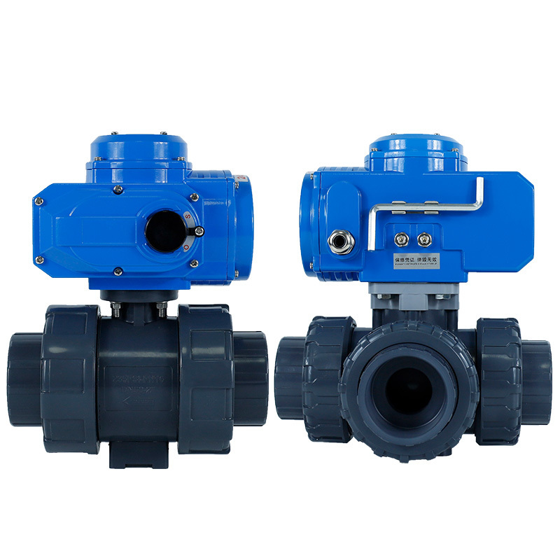 2 way 3way 50mm electric motorized actuators electric Double union UPVC solvent socket valve 220v water flow control ball valve