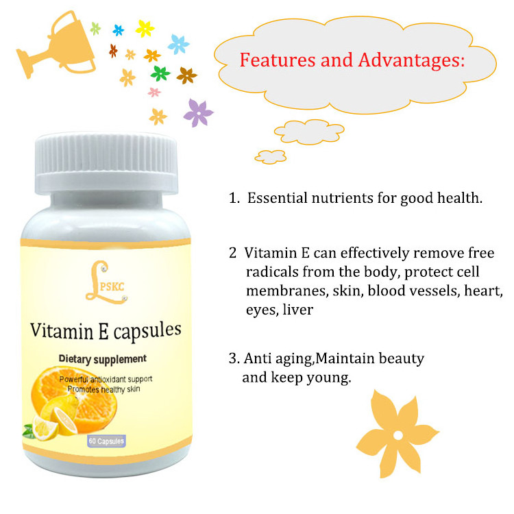 Hot Sale Private Label Antioxidant Supplements Organic Health Care Skin Whitening  Vitamin E Capsule For Anti Aging