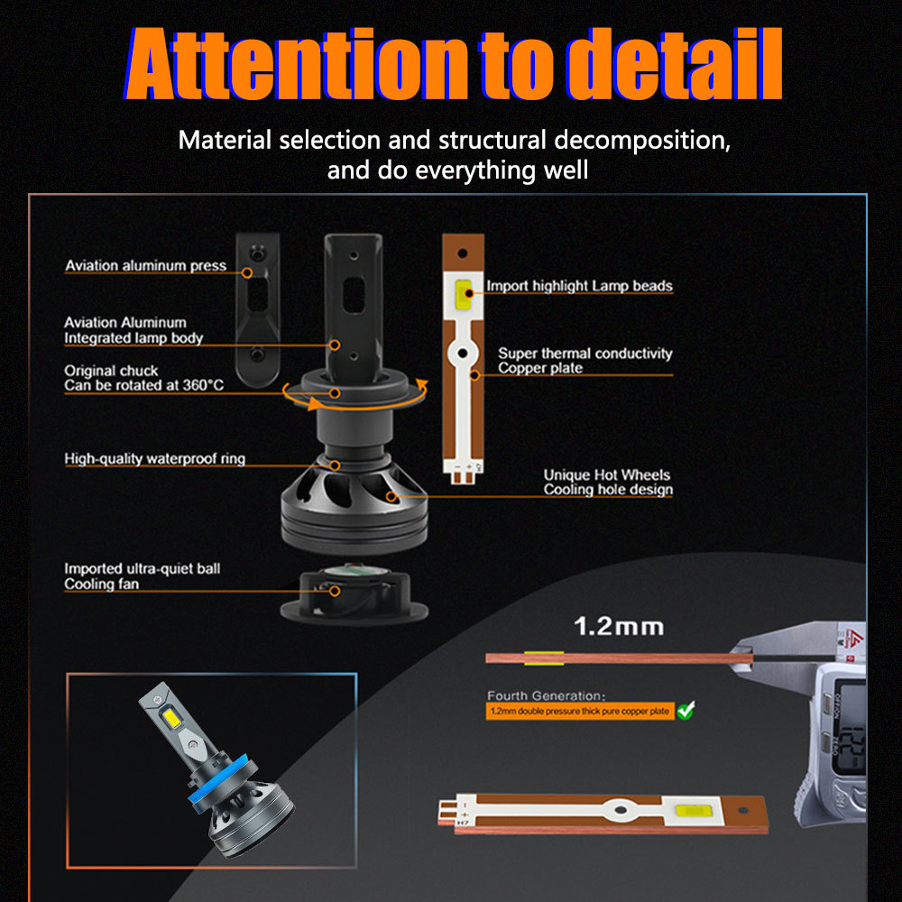 AKE F9A led h1 headlights high quality 50 watts 5000 lumen aviation aluminum h1 led bulb 9-16V 6000K led h1 30000hours lifespan