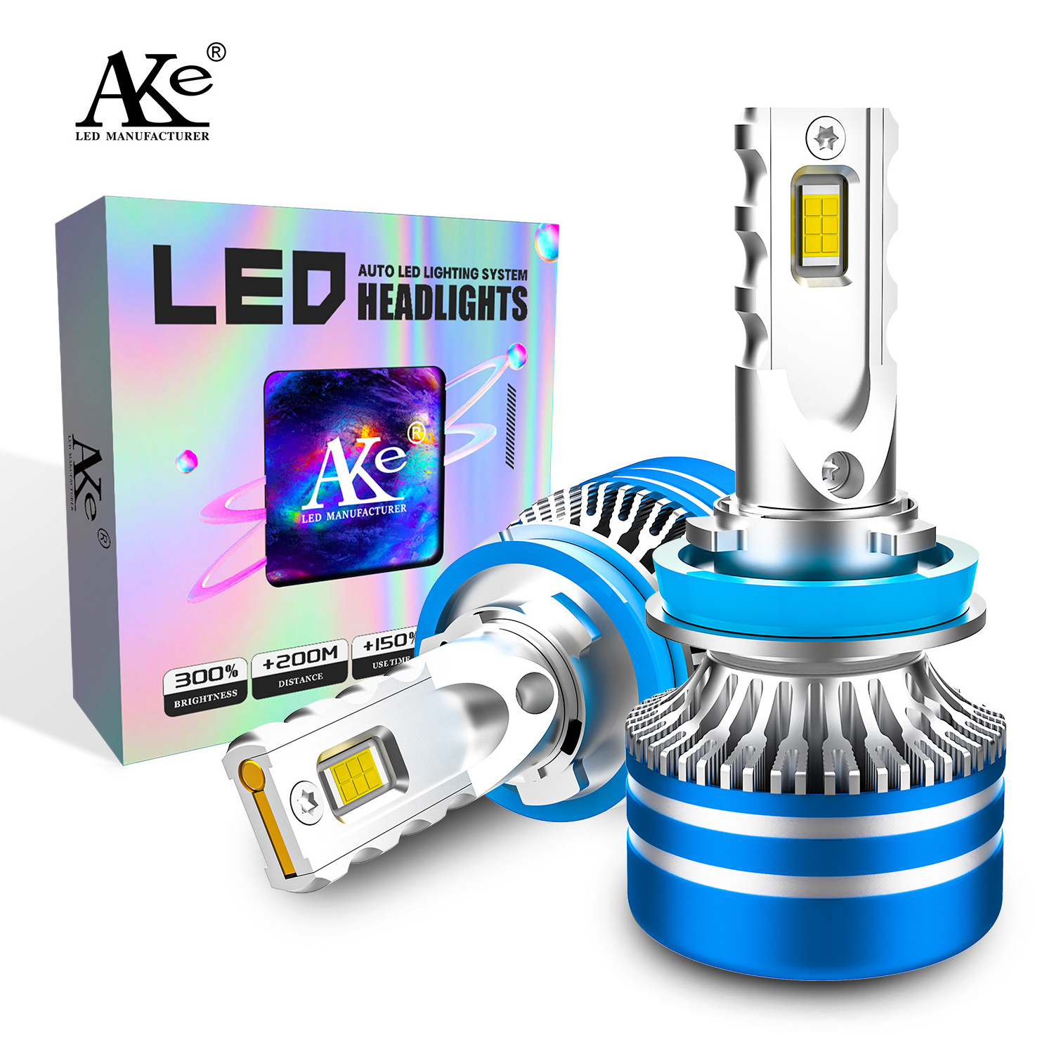 AKE D01 h11 led headlight bulbs high power 130W 13000lm 6000k led headlight h11 with canbus 9-16V 3570 chips bombillo led h11