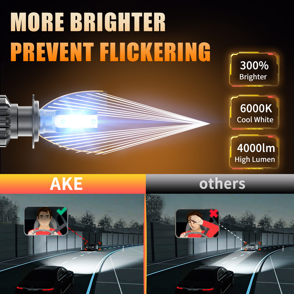 AKE V10 50W 9006 led headlight Factory custom 6000K 4000lumen natural white led h4 led headlight high quality h1 h7 h11 9005 led