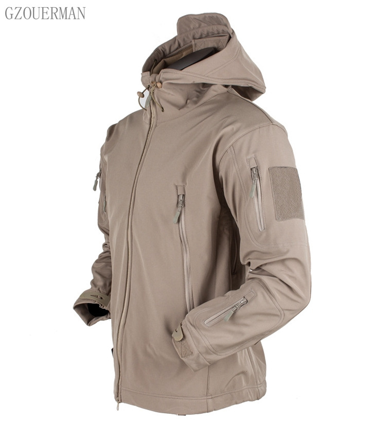 New fashion men autumn winter windproof waterproof breathable warm pockets fleece inner coat long sleeve outdoor jacket