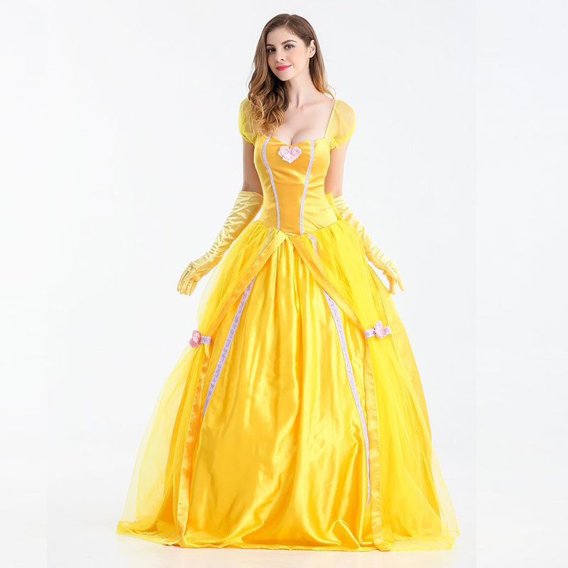 New Fashion Women Halloween Girls Cosplay Princess Bale Beauty and the Beast Nightclub Queen Long Dress Party Costumes Dresses